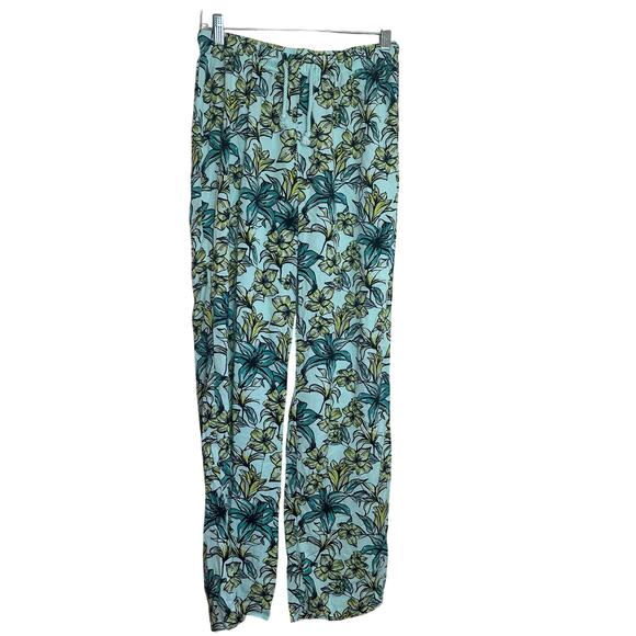 Beach Riot Blue Lagoon Beach Floral Flowy Pants Size Small EUC - Picture 2 of 8